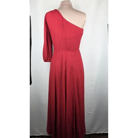 Reformation Lawrence Crimson High Slit One Shoulder Midi Dress Size 8 Sexy NEW - Picture 4 of 13